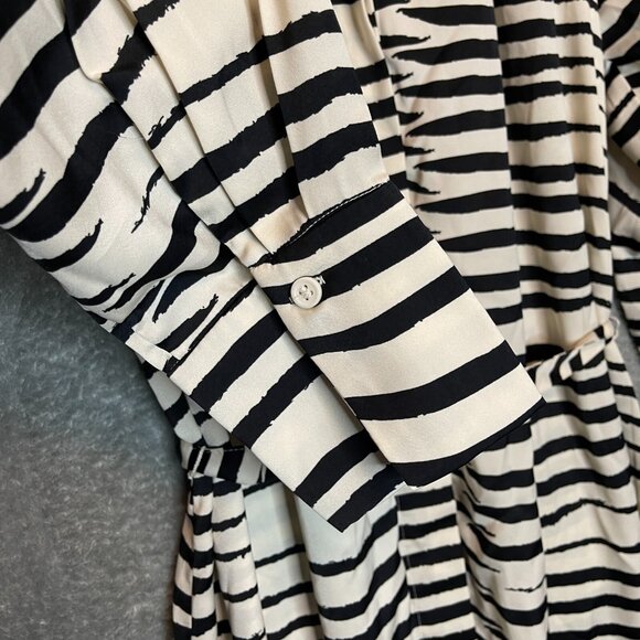 H&M Women Classic Modern Clean Girl Striped Satin Tie Waist Maxi Shirt Dress M - Picture 4 of 13